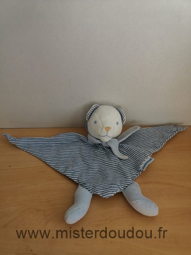 Nounours Ours Raye bleu fonce bleu clair - Très bon état