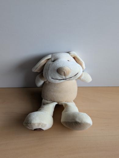 Doudi Chien Beige ecru coeur - Très bon état