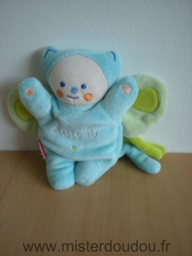 Moulin roty Chat Doum bleu ailes vertes - Très bon état