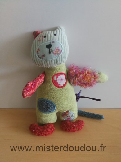Moulin roty Chat Vert orange les jolis pas beaux - Très bon état
