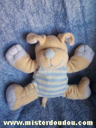 Jollybaby Chien Beige avec habit rayé bleu blanc - Etat moyen