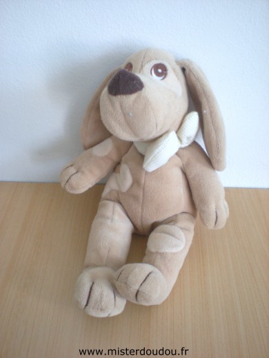 Jollybaby Chien Beige marron noeud écru - Très bon état