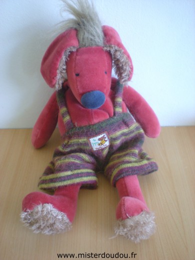 Moulin roty Chien Les zazous, chien bordeau salopette en laine - Très bon état