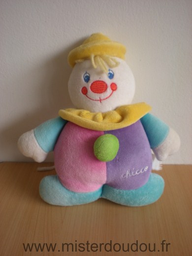 Chicco Clown Rose mauve bleu chapeau jaune - Bon état