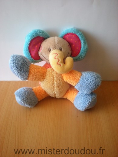 Nattou Eléphant Beige orange bleu - Très bon état