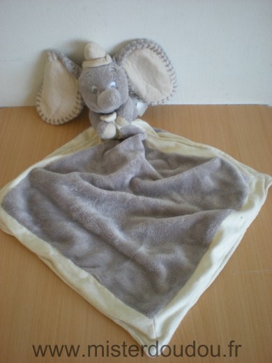 Nicotoy Eléphant Dumbo gris avec mouchoir gris ecru - Très bon état