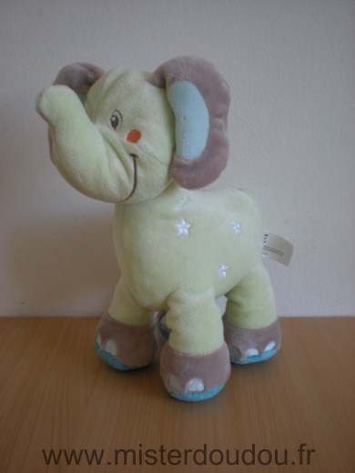 Nicotoy Eléphant Vert bleu etoiles blanches - Très bon état