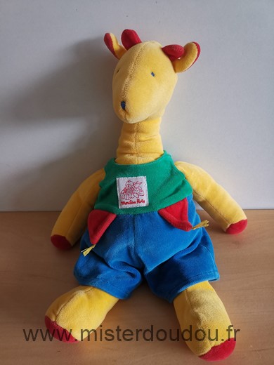 Moulin roty Girafe Jaune bleu vert salopette - Très bon état