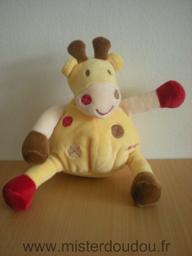 Nounours Girafe Jaune rouge marron - Très bon état