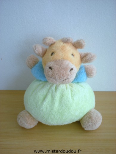 Nounours Girafe Vert bleu jaune - Très bon état
