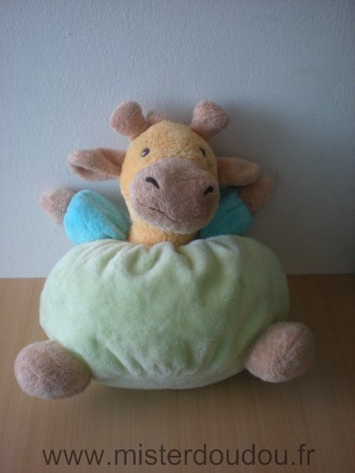 Nounours Girafe Vert bleu jaune - Très bon état