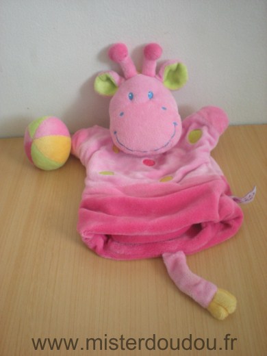 Pommette Girafe Rose avec petite balle rose - Très bon état