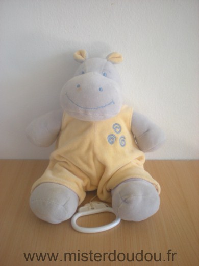 Jollybaby Hippopotame Mauve salopette jaune - Très bon état