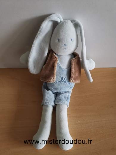 Aubisou Lapin Salopette bleue gilet marron - Très bon état