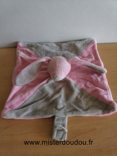 Babou Lapin Rose gris attache tetine - Très bon état