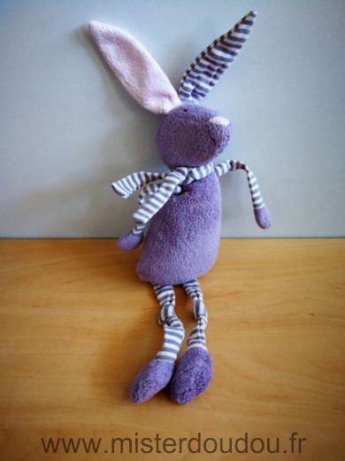 Bout chou Lapin Mauve raye rose - Très bon état