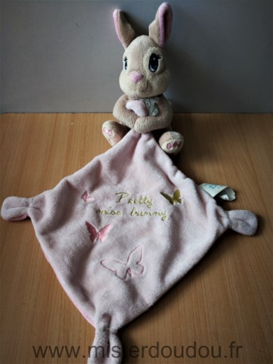 Disney Lapin Panpan beige mouchoir rose pretty miss bunny - Très bon état