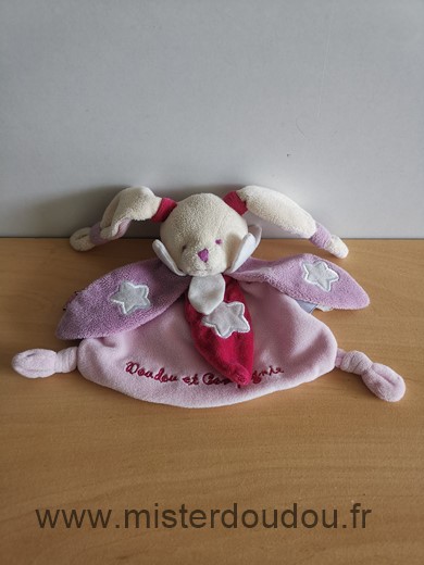 Doudou et compagnie Lapin Rose mauve luminescent etoiles chouette ca brille - Très bon état