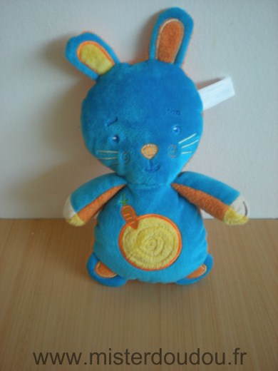 Gipsy Lapin Bleu carotte reversible ours orange coeur bleu - Très bon état