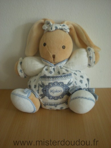 Kaloo Lapin Blanc fleurs bleus lavande - Très bon état