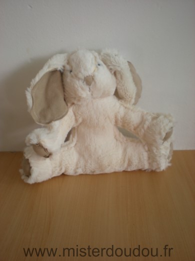 Les petites marie Lapin Merlin reverso peluche ecru nez interrieur des oreilles tissus marron - Très bon état