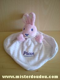 Picot Lapin Rayé blanc rose dessus et blanc bleu dessous - Très bon état