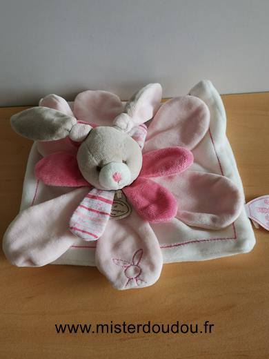 Doudou et compagnie Léopard Blanc rose petales celestine - Très bon état