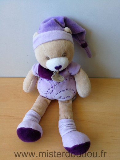Doudou et compagnie Ours Mauve sam - Très bon état
