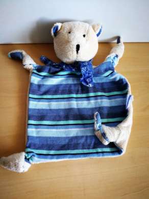 Pommette Ours Beige bleu rayures - Très bon état