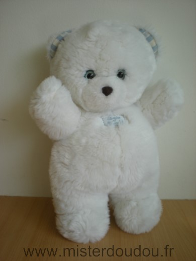 Tartine et chocolat Ours Peluche blanc yeux bleus - Très bon état
