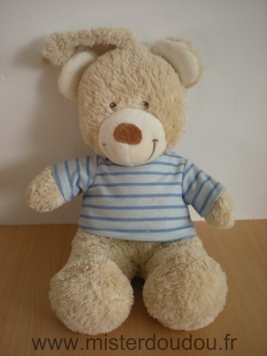 Tex Ours Beige tshirt bleu raye - Très bon état