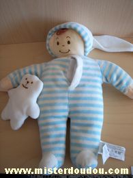 Marque Inconnue Poupée Rayé bleu blanc bonnet blanc - Très bon état