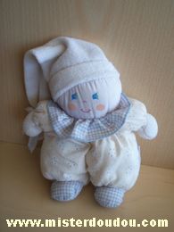 Nounours Poupée Ecru col vichy bleu - Bon état