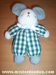 Nounours Souris Carreaux verts blanc - Très bon état