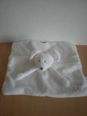Obaibi okaidi Souris Blanc motifs etoiles roses - Très bon état