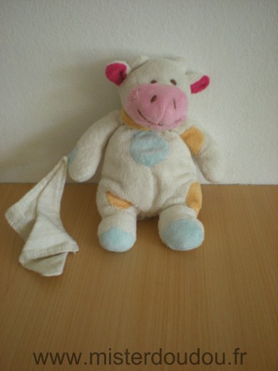 Baby nat Vache Blanc taches bleu orange mouchoir blanc - Très bon état