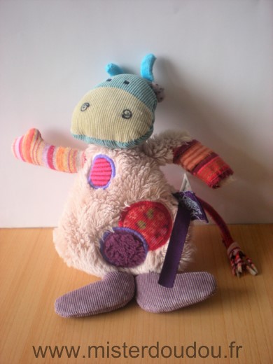 Moulin roty Vache Beige violet rouge les jolies pas beau - Très bon état