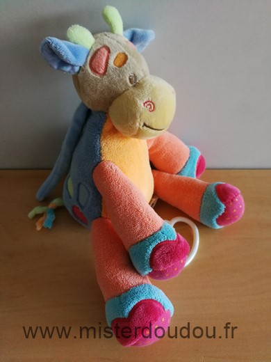 Nattou Vache Orange bleu vert rose - Très bon état