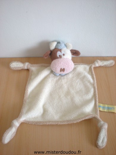 Orchestra Vache Beige echarpe bleue bonnet bleu - Très bon état
